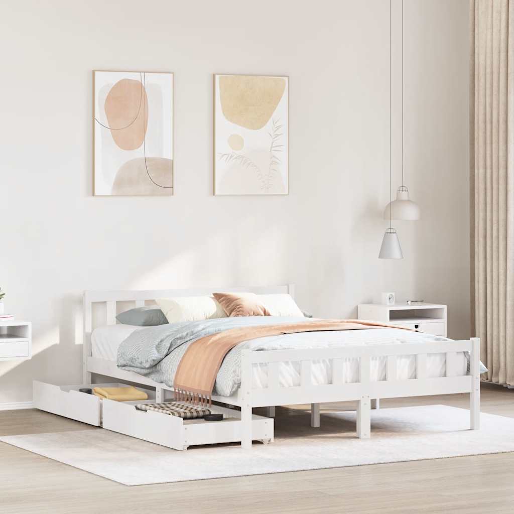 Bed Frame Without Mattress King Size Solid Wood Pine