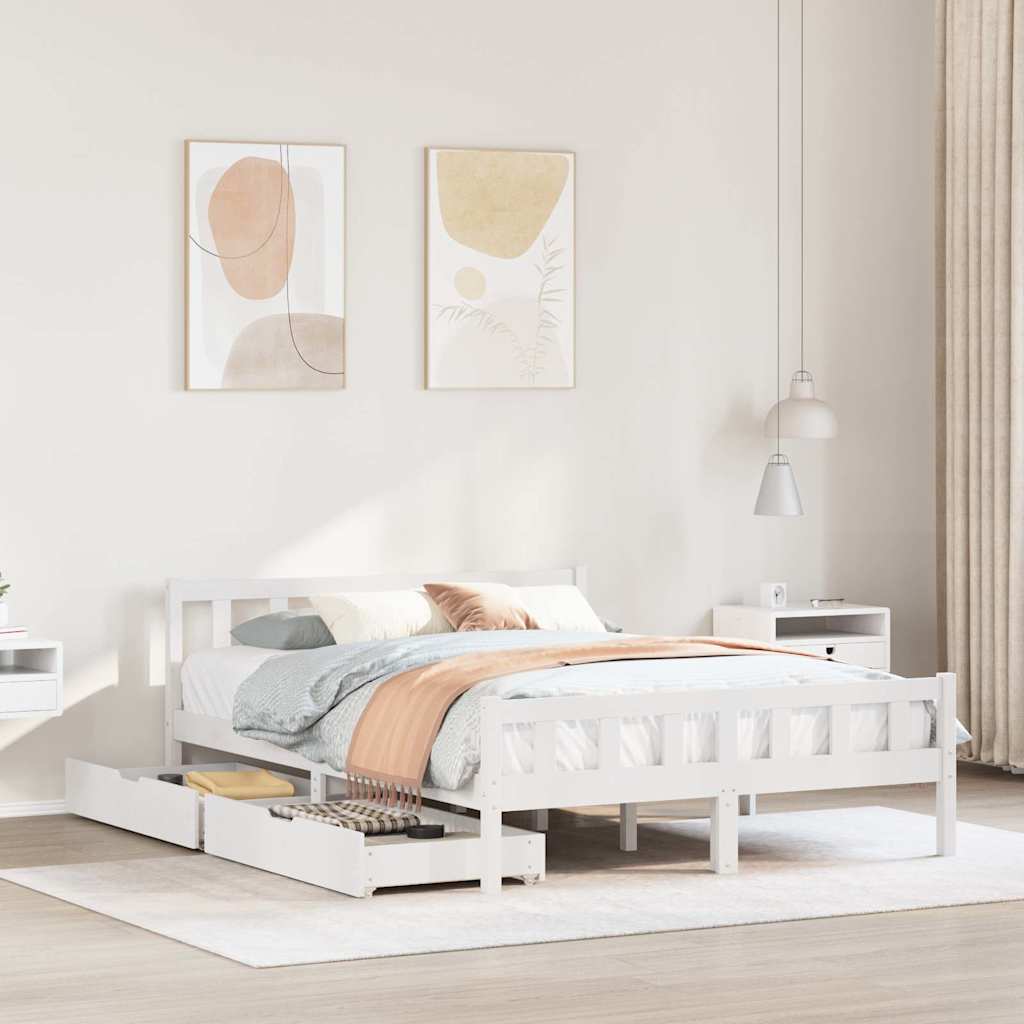 Bed Frame Without Mattress King Size Solid Wood Pine