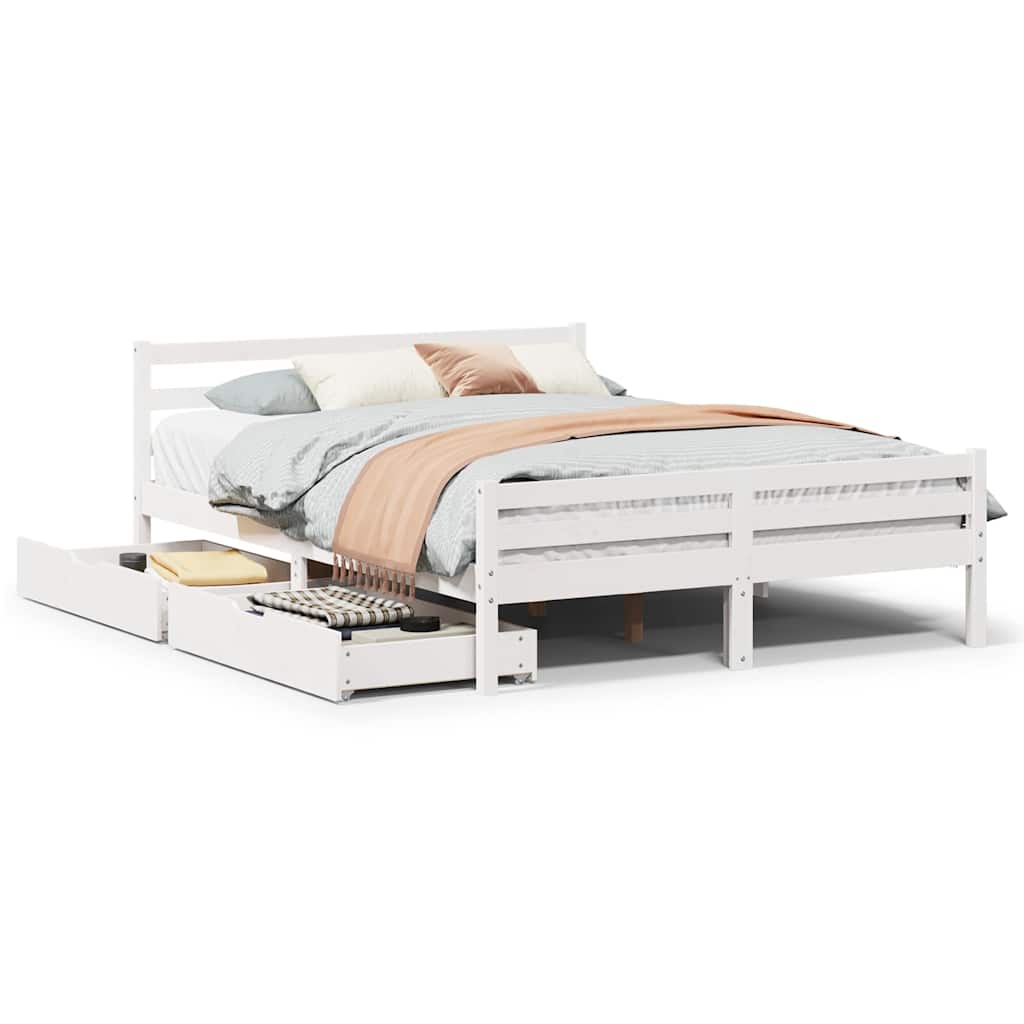 Bed Frame Without Mattress Double Solid Wood Pine