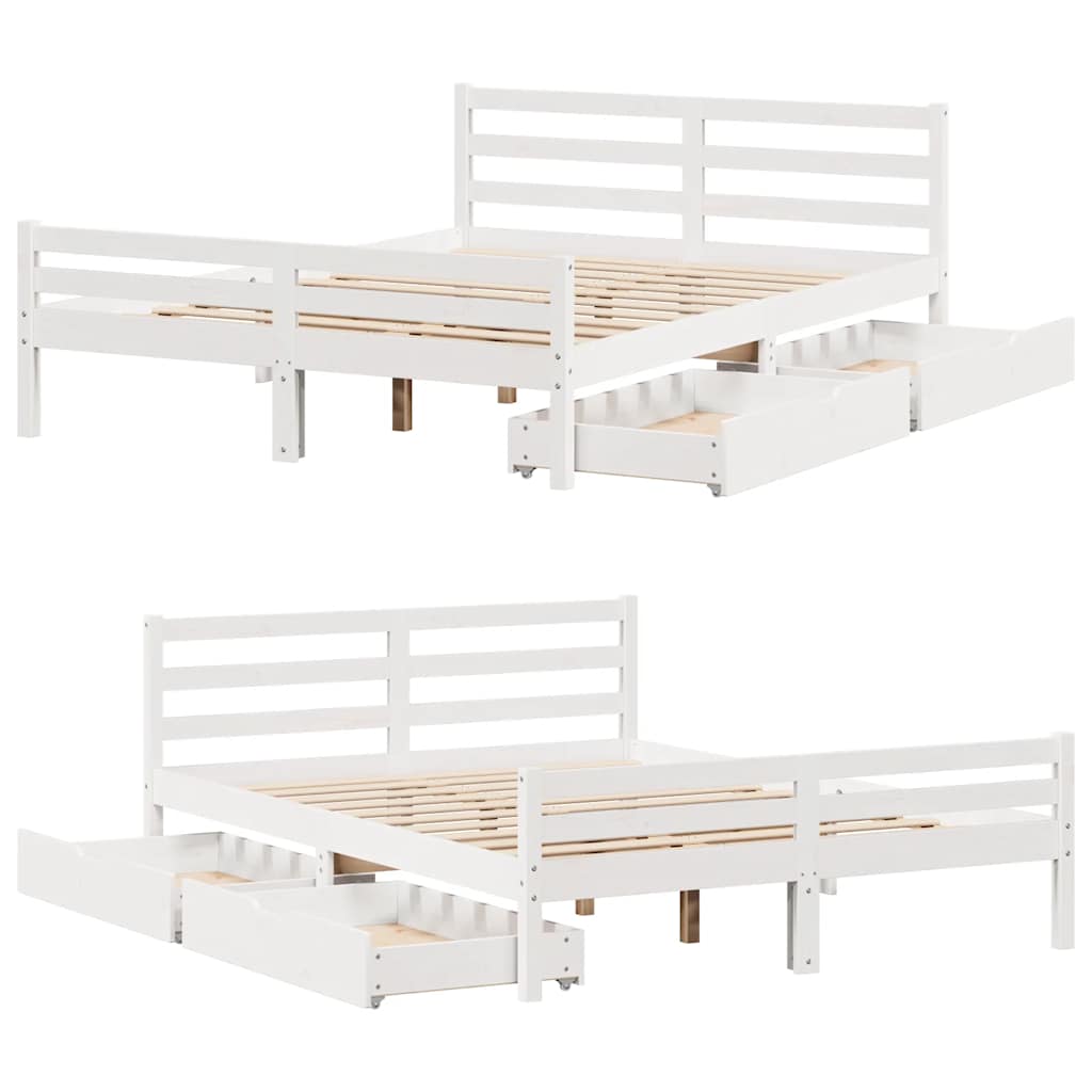 Bed Frame Without Mattress Double Solid Wood Pine