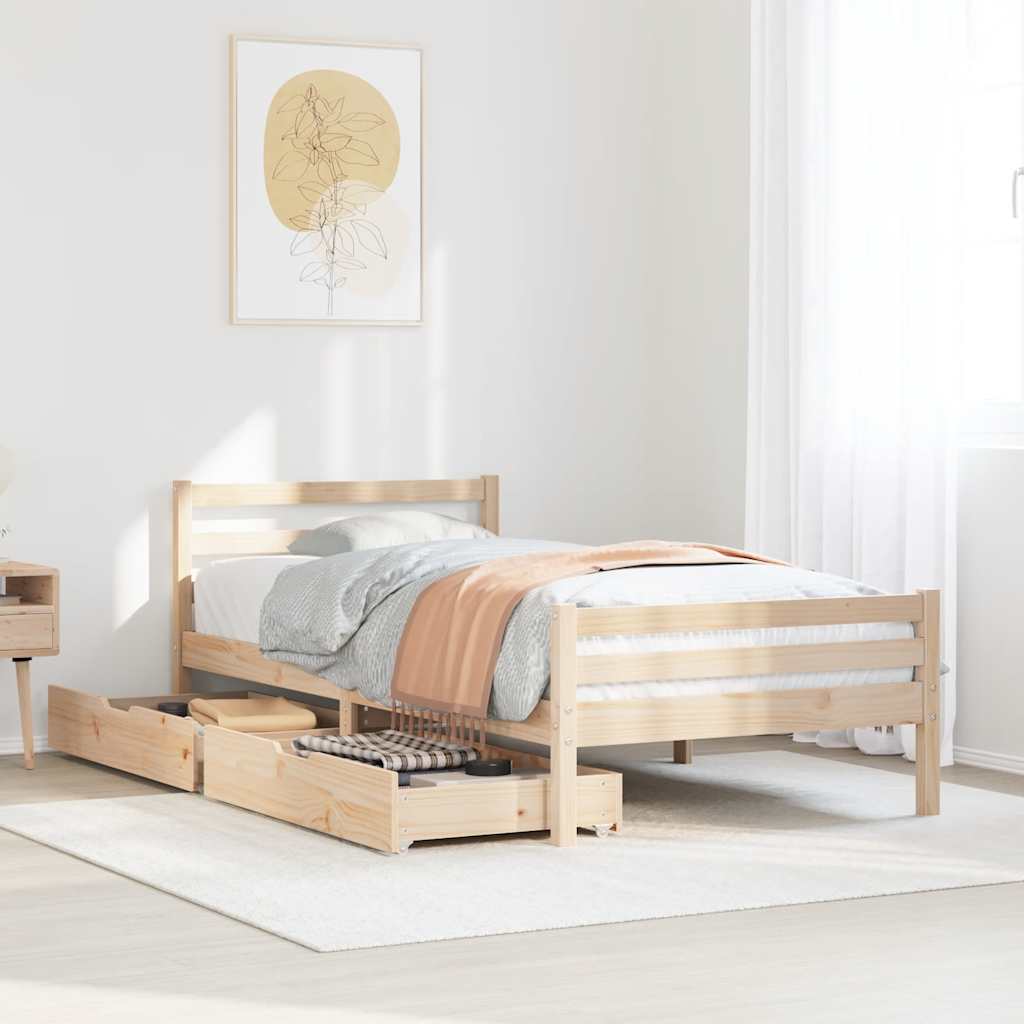 Bed Frame Without Mattress Double Solid Wood Pine