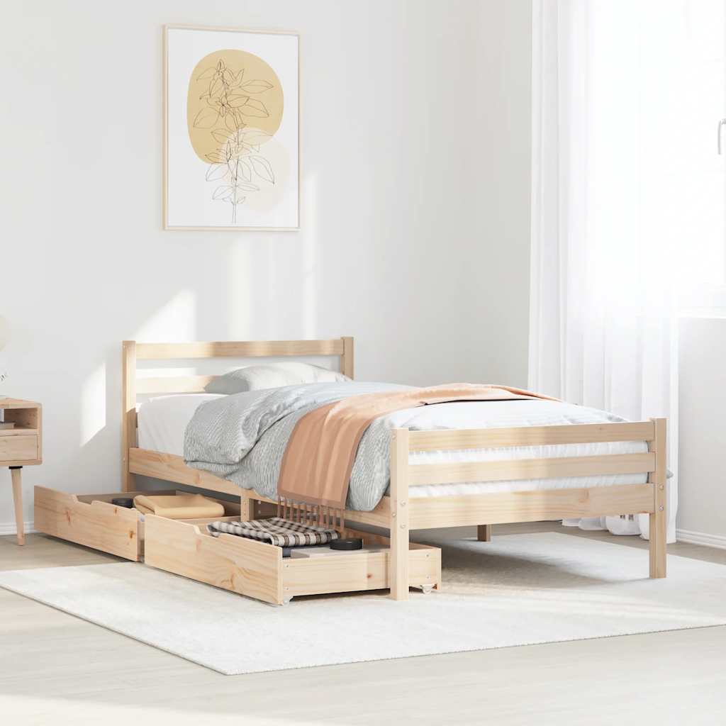 Bed Frame Without Mattress Double Solid Wood Pine