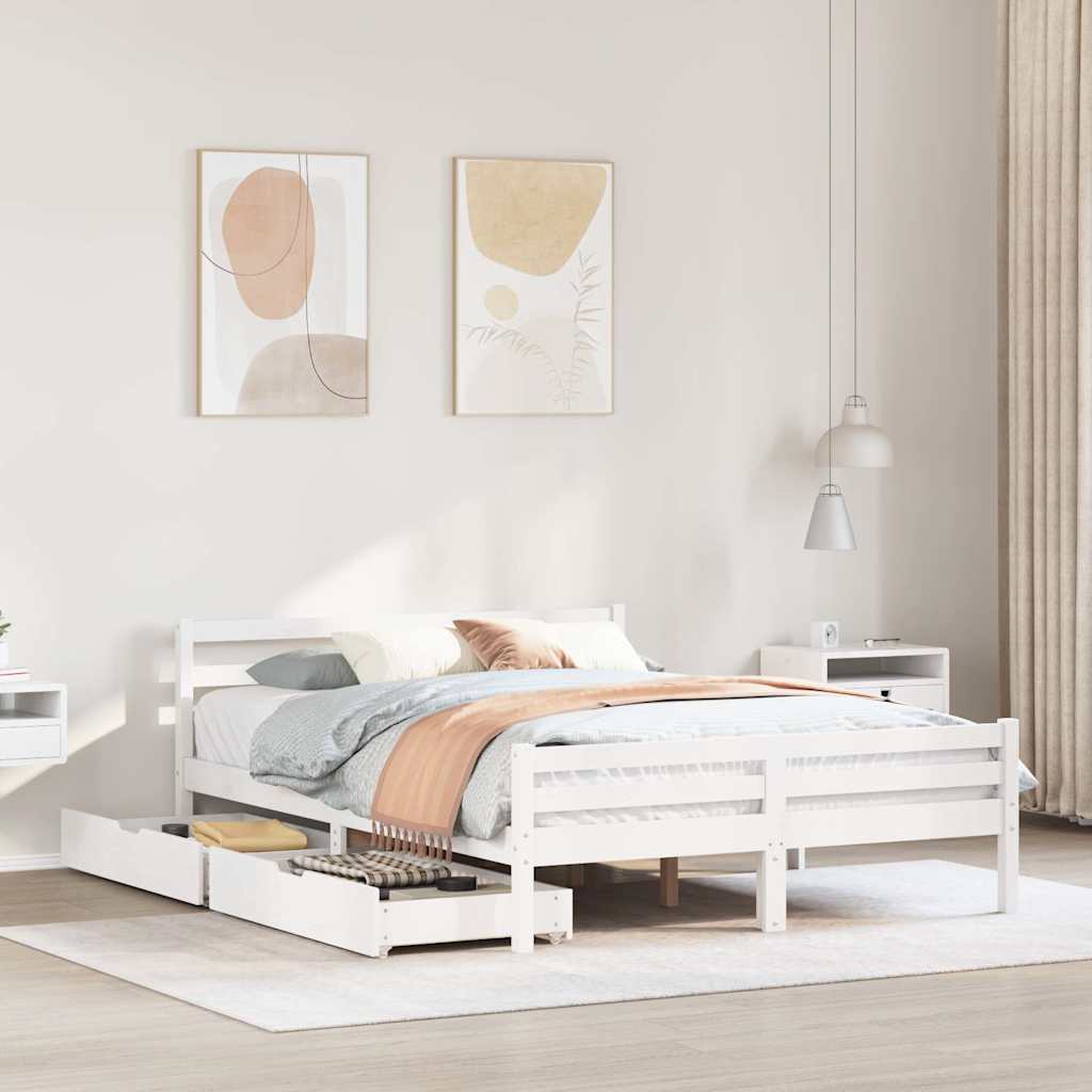 Bed Frame Without Mattress Double Solid Wood Pine