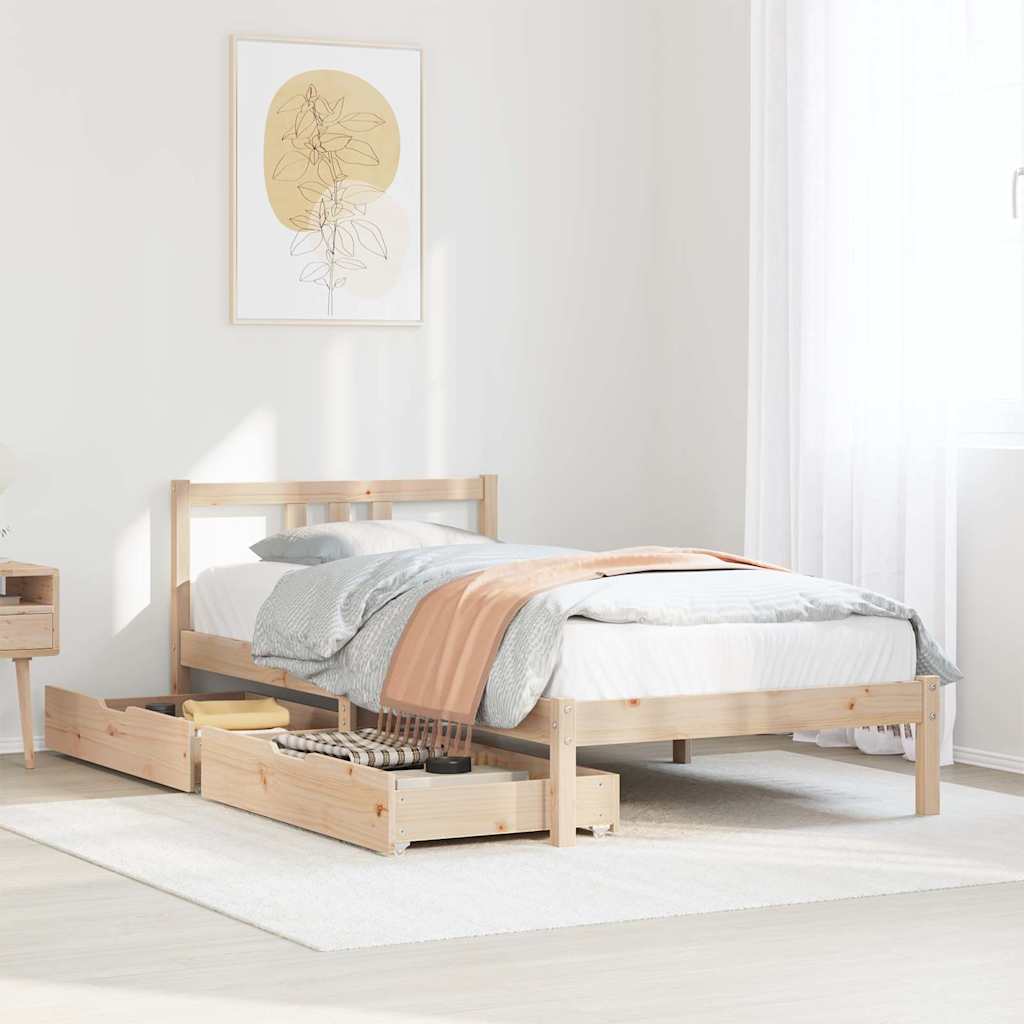 Bed Frame Without Mattress Double Solid Wood Pine