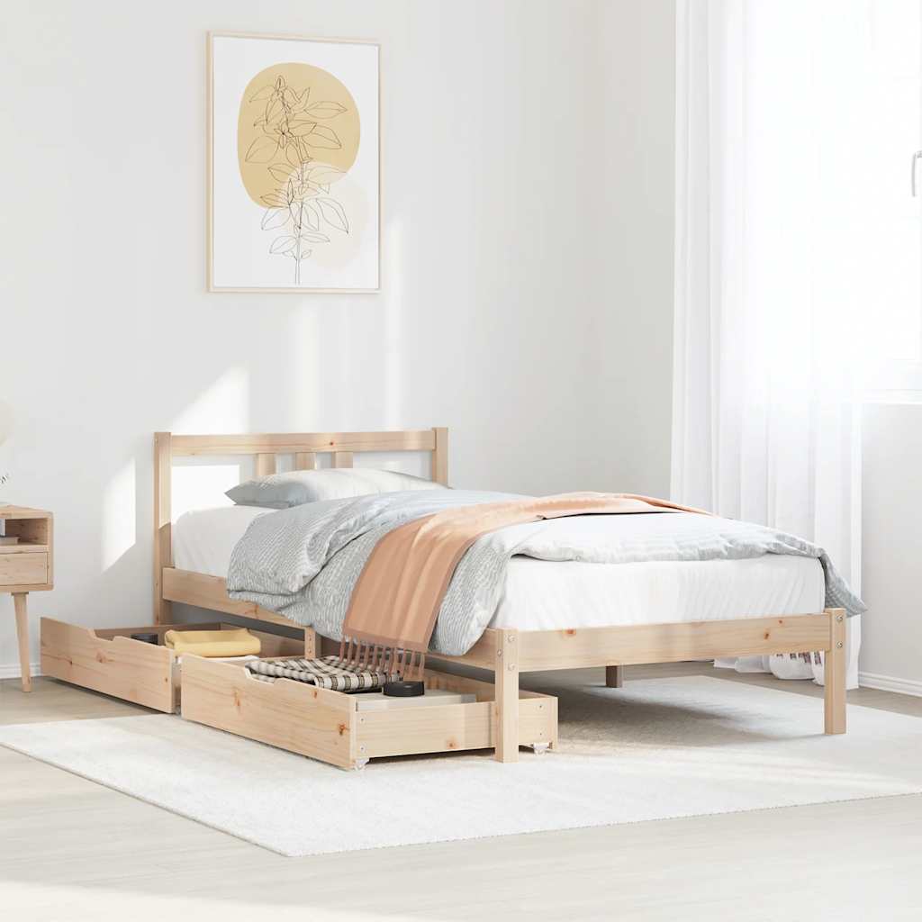 Bed Frame Without Mattress Double Solid Wood Pine
