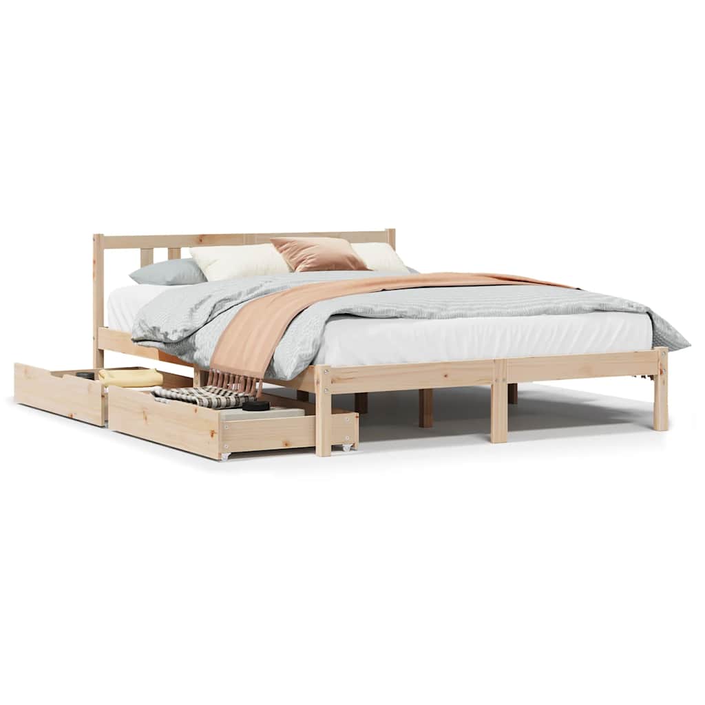 Bed Frame Without Mattress Double Solid Wood Pine