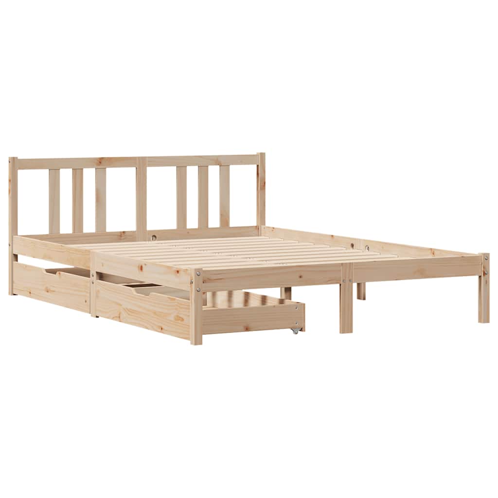 Bed Frame Without Mattress Double Solid Wood Pine