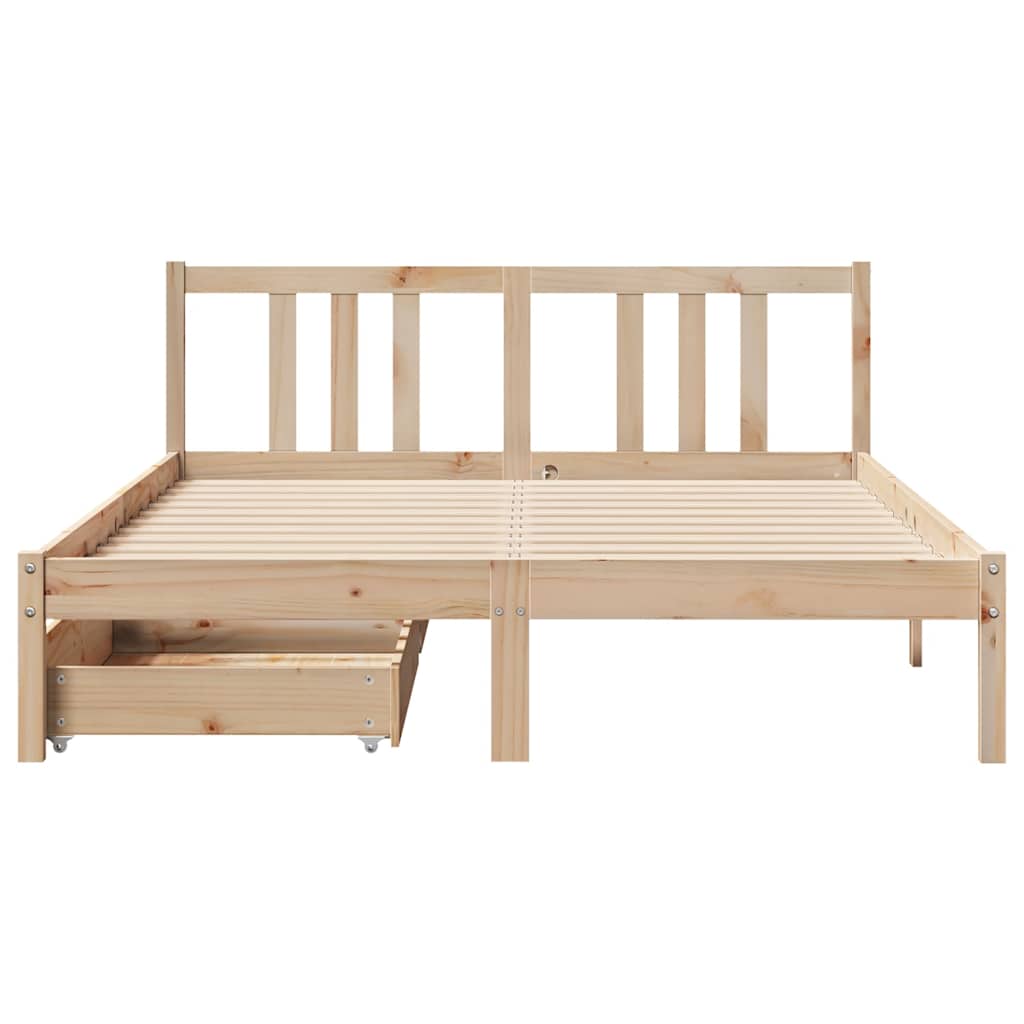 Bed Frame Without Mattress Double Solid Wood Pine