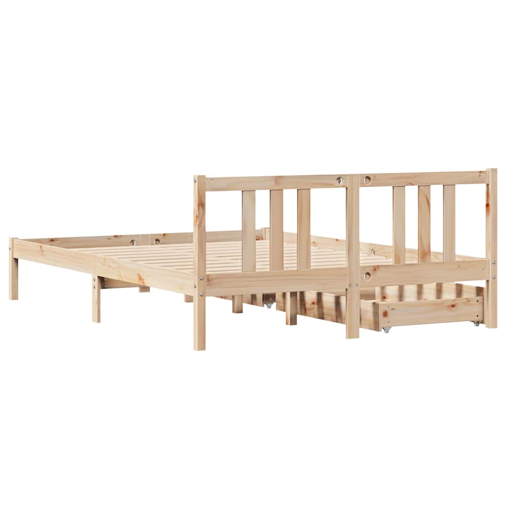 Bed Frame Without Mattress Double Solid Wood Pine
