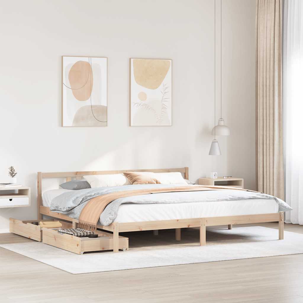 Bed Frame Without Mattress Double Solid Wood Pine