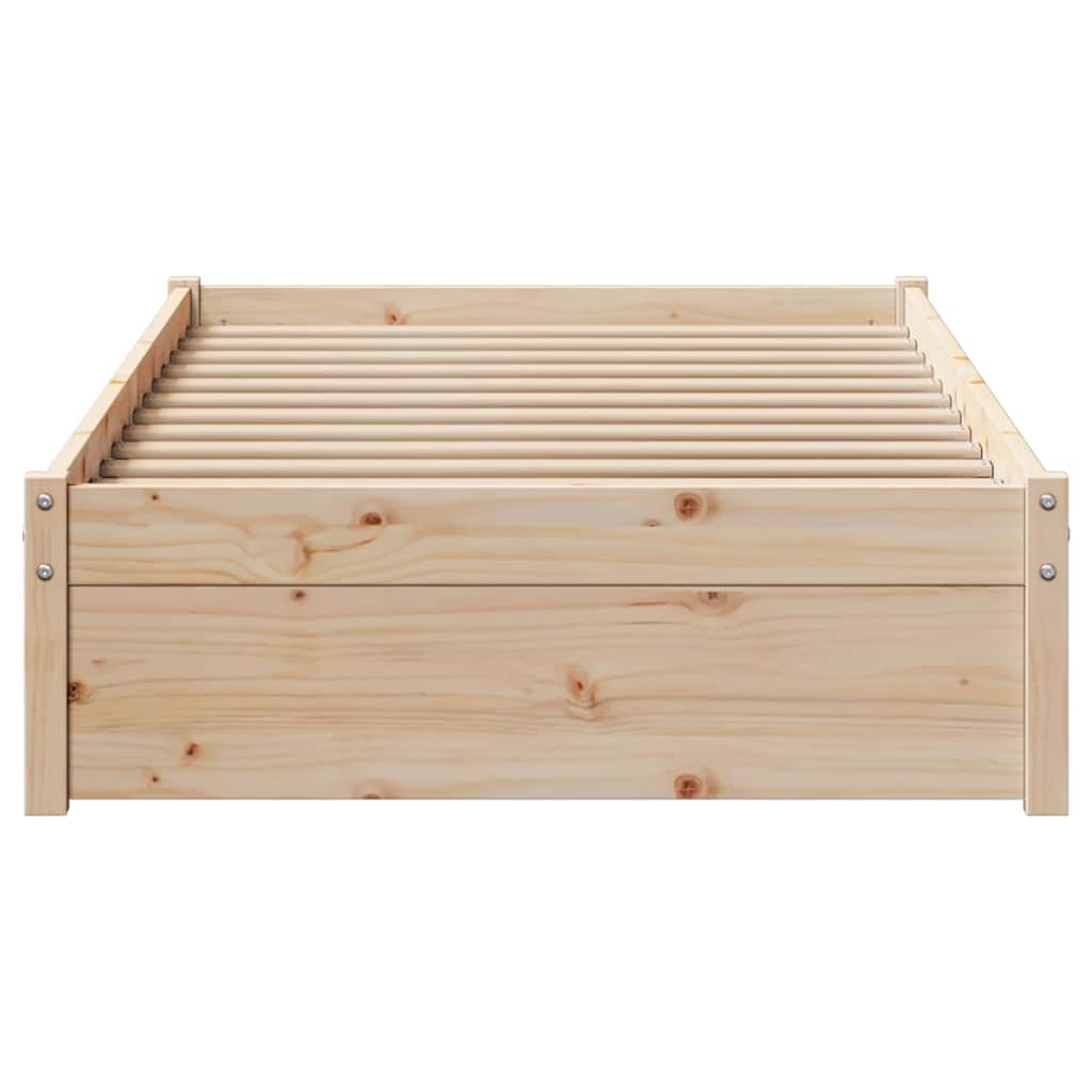 Bed Frame Pine Solid Wood Small Single Storage Natural White Wax brown 195.5 cm
