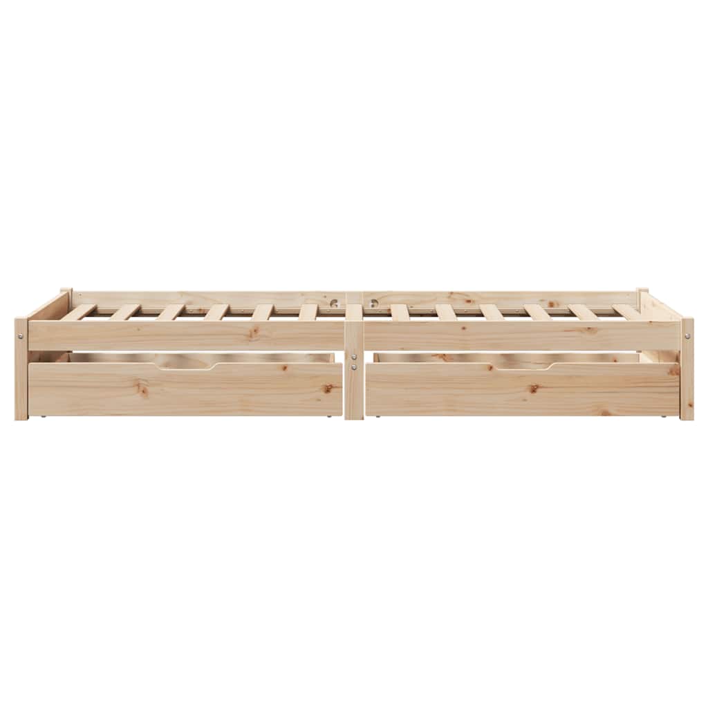 Bed Frame Pine Solid Wood Small Single Storage Natural White Wax brown 195.5 cm