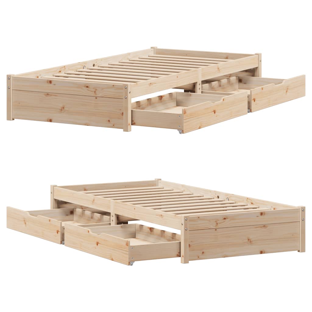 Bed Frame | Pine | Solid Pine Wood | Small Single | Storage