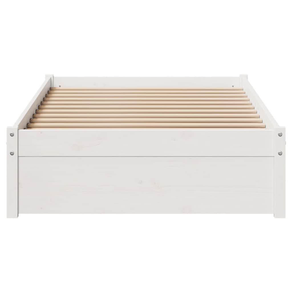 Bed Frame Pine Solid Wood Small Single Storage Natural White Wax brown 195.5 cm
