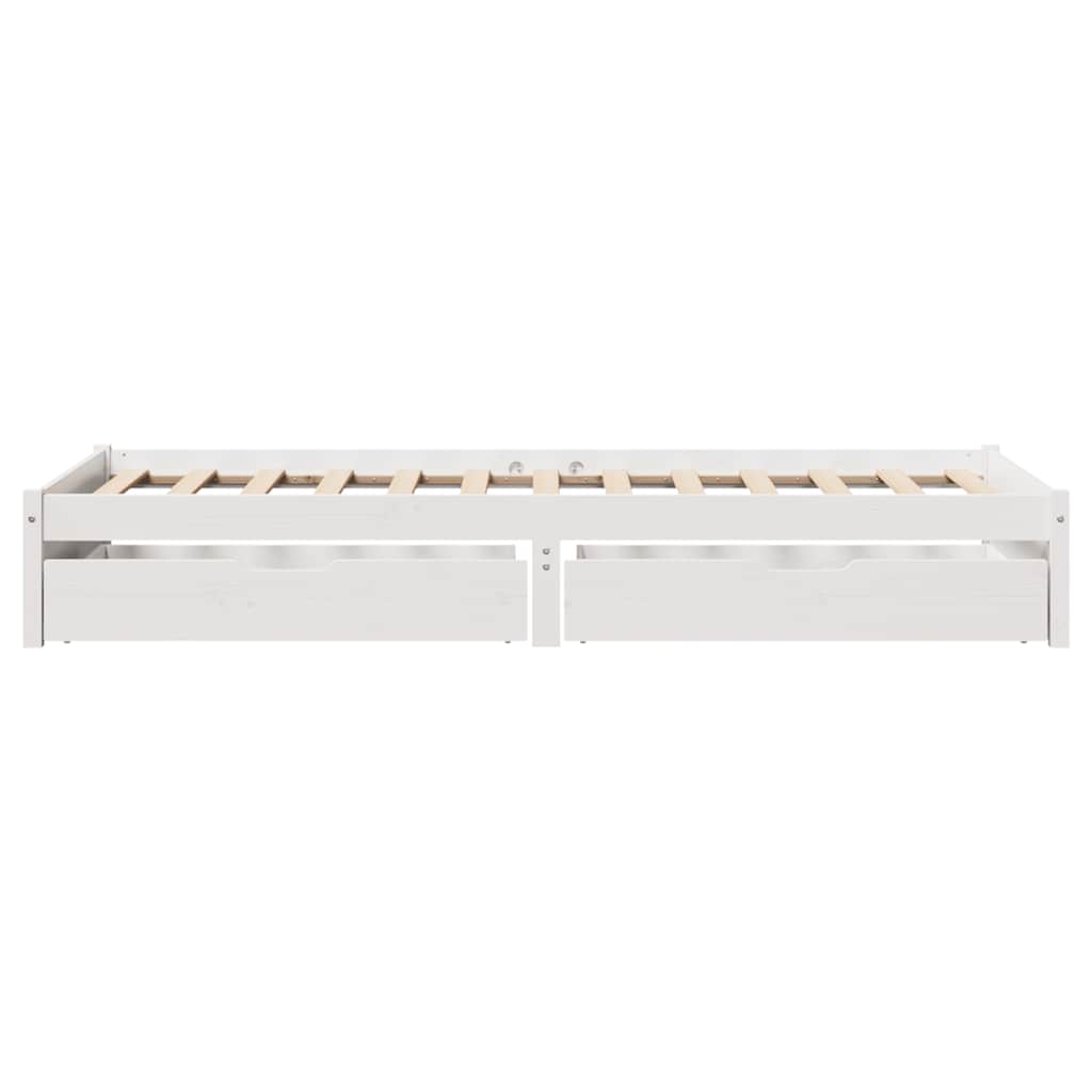 Bed Frame Pine Solid Wood Small Single Storage Natural White Wax brown 195.5 cm