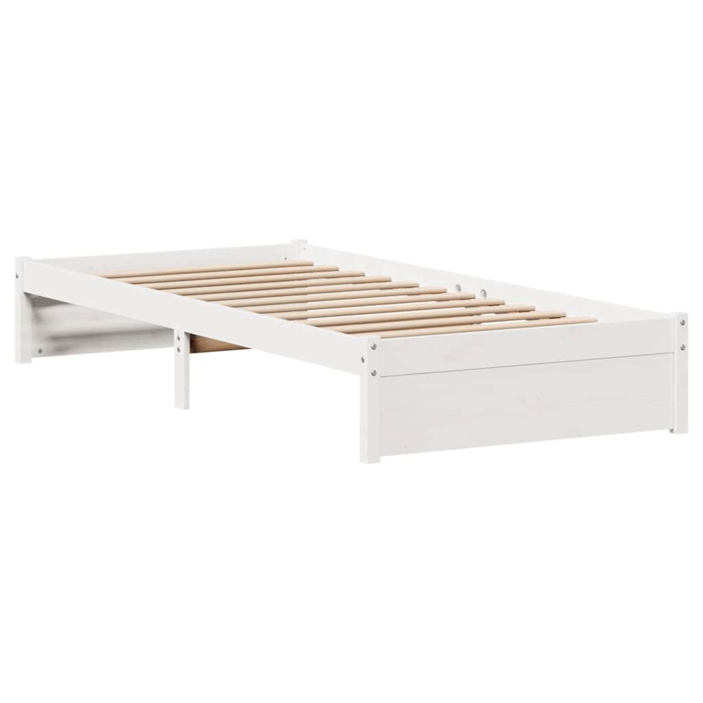Bed Frame Pine Solid Wood Small Single Storage Natural White Wax brown 195.5 cm
