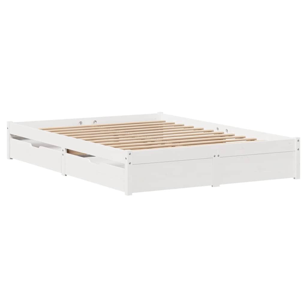 Bed Frame Without Mattress White 140X200 Cm Solid Wood Pine