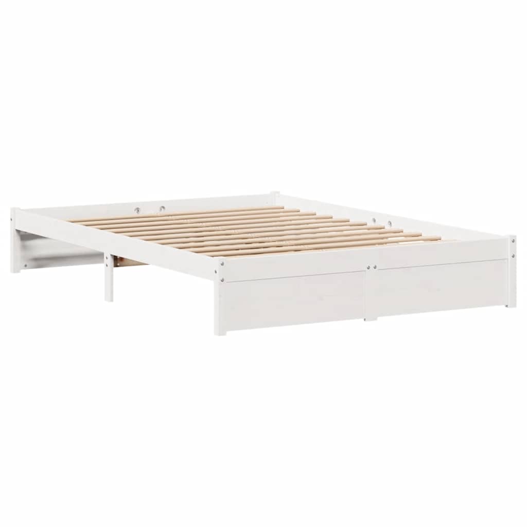 Bed Frame Without Mattress White 140X200 Cm Solid Wood Pine