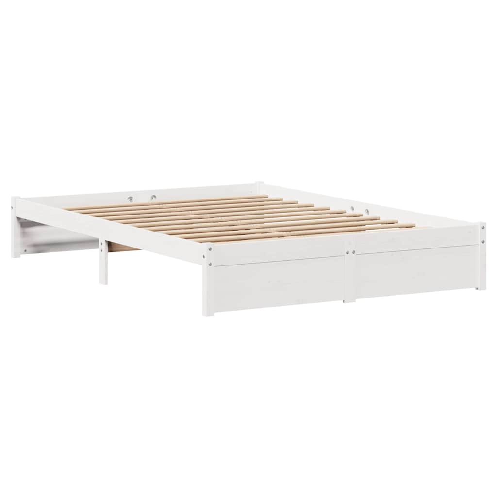 Bed Frame Without Mattress White 140X200 Cm Solid Wood Pine