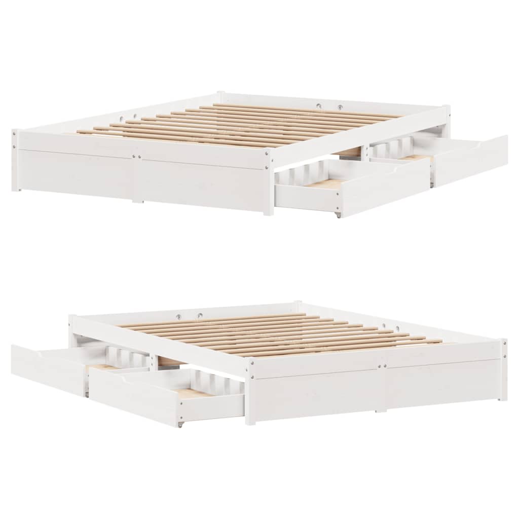 Bed Frame Without Mattress White 140X200 Cm Solid Wood Pine