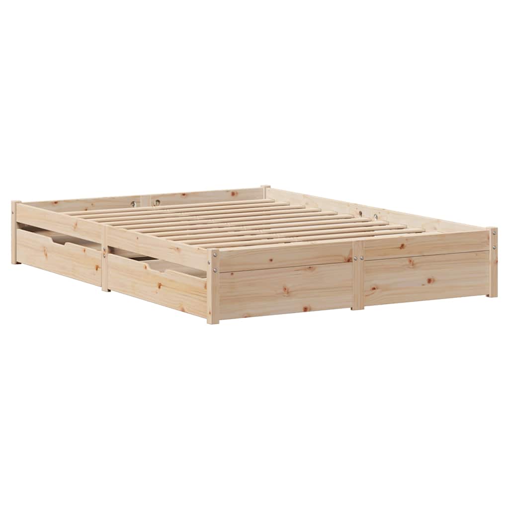 Bed Frame Without Mattress 150X200 Cm King Size Solid Wood Pine