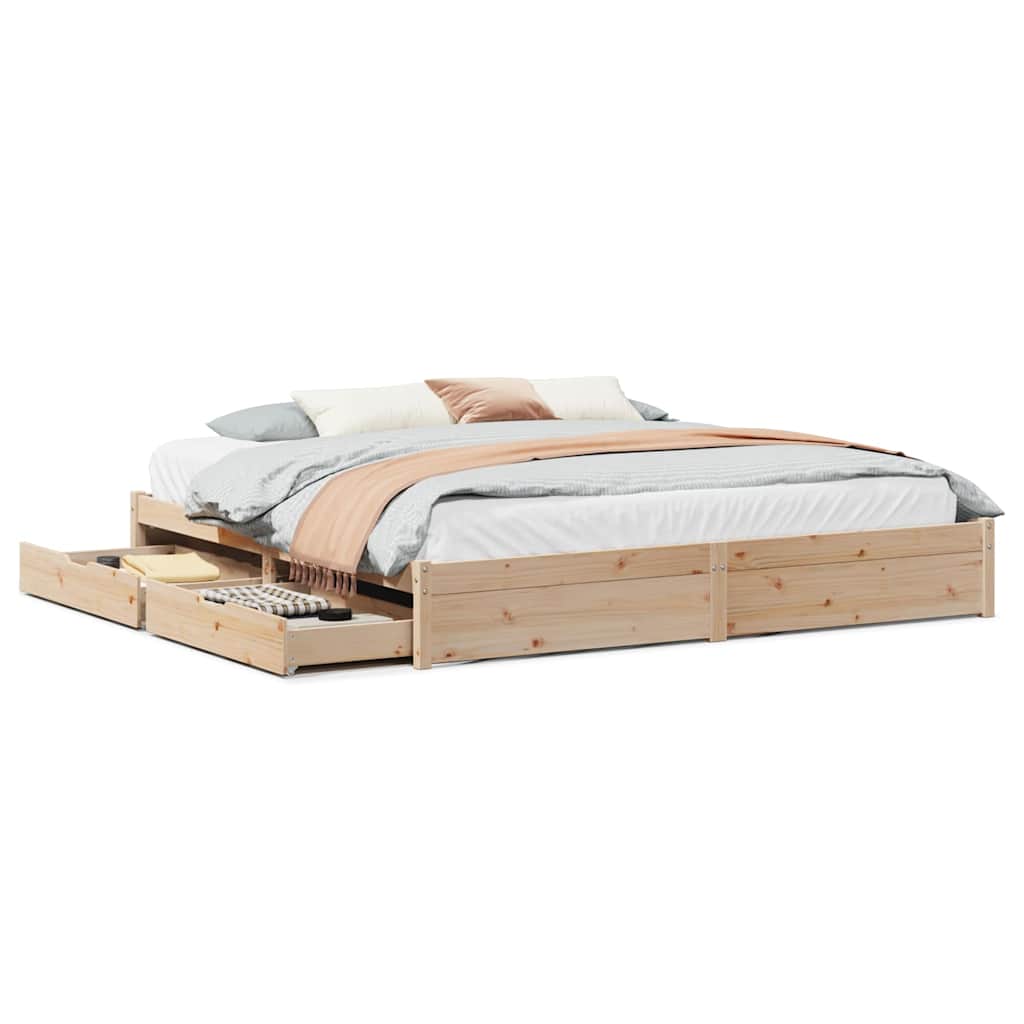 Bed Frame Without Mattress 200X200 Cm Solid Wood Pine