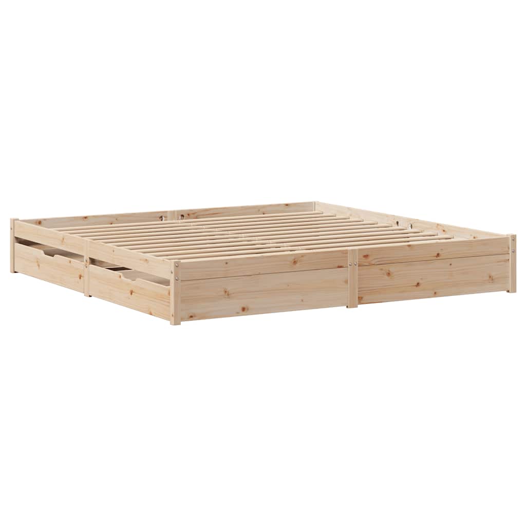 Bed Frame Without Mattress 200X200 Cm Solid Wood Pine