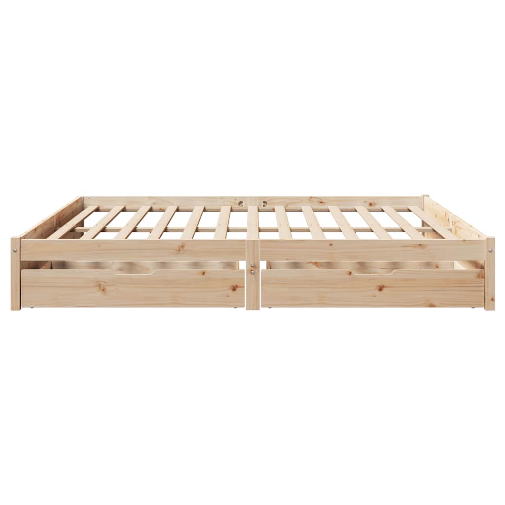 Bed Frame Without Mattress 200X200 Cm Solid Wood Pine