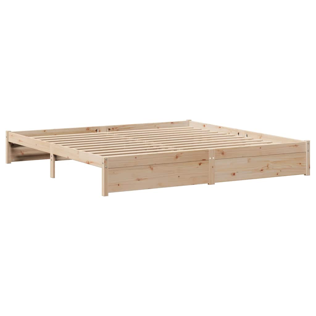 Bed Frame Without Mattress 200X200 Cm Solid Wood Pine