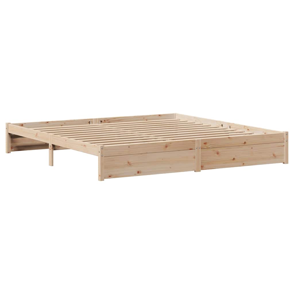 Bed Frame Without Mattress 200X200 Cm Solid Wood Pine