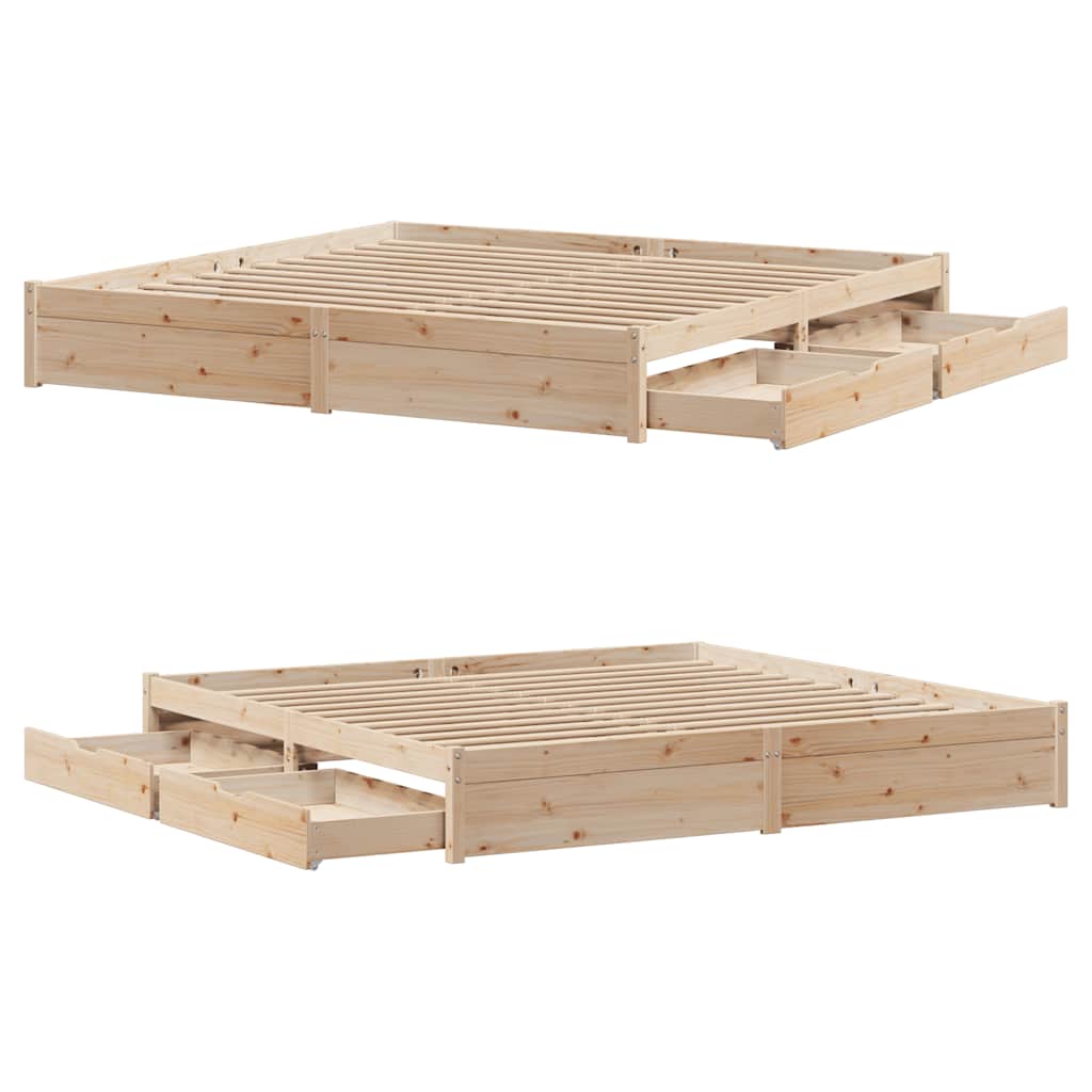 Bed Frame Without Mattress 200X200 Cm Solid Wood Pine