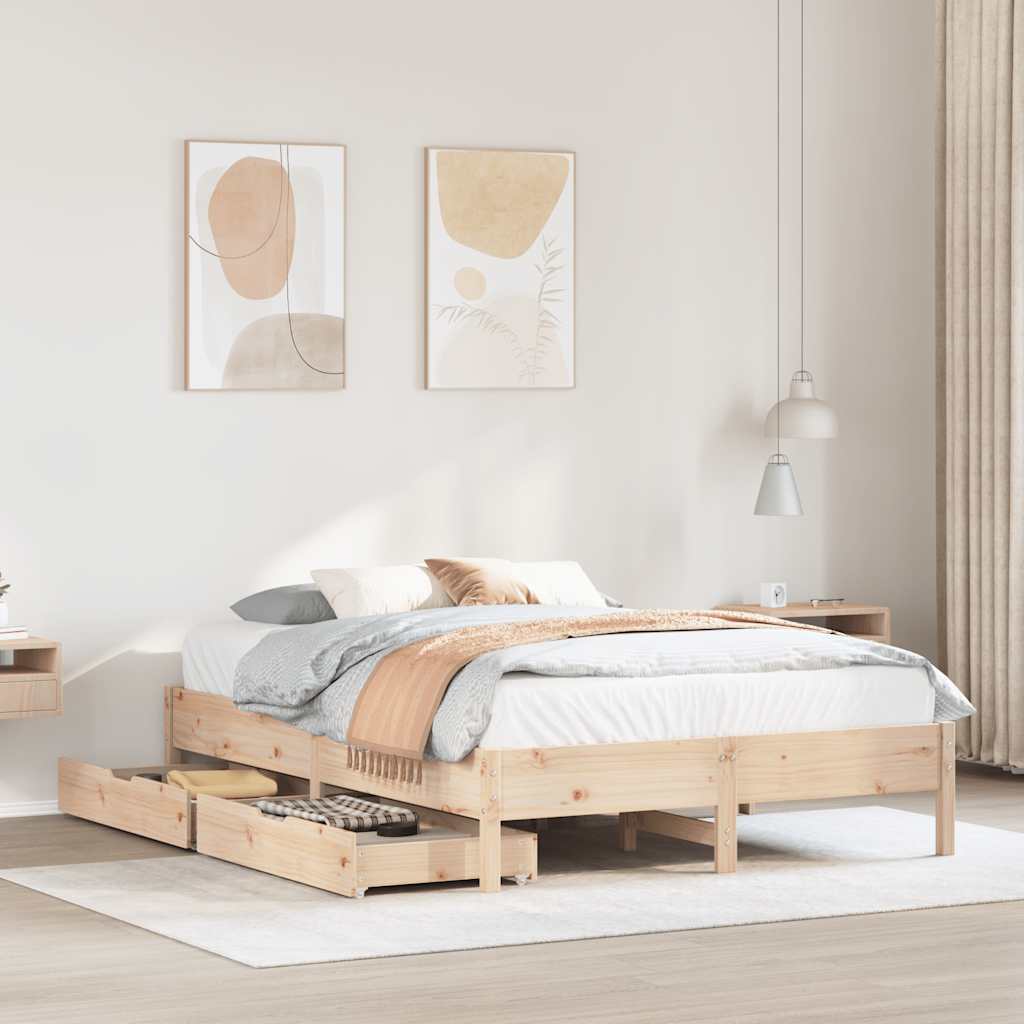 Bed Frame Without Mattress Solid Wood Pine