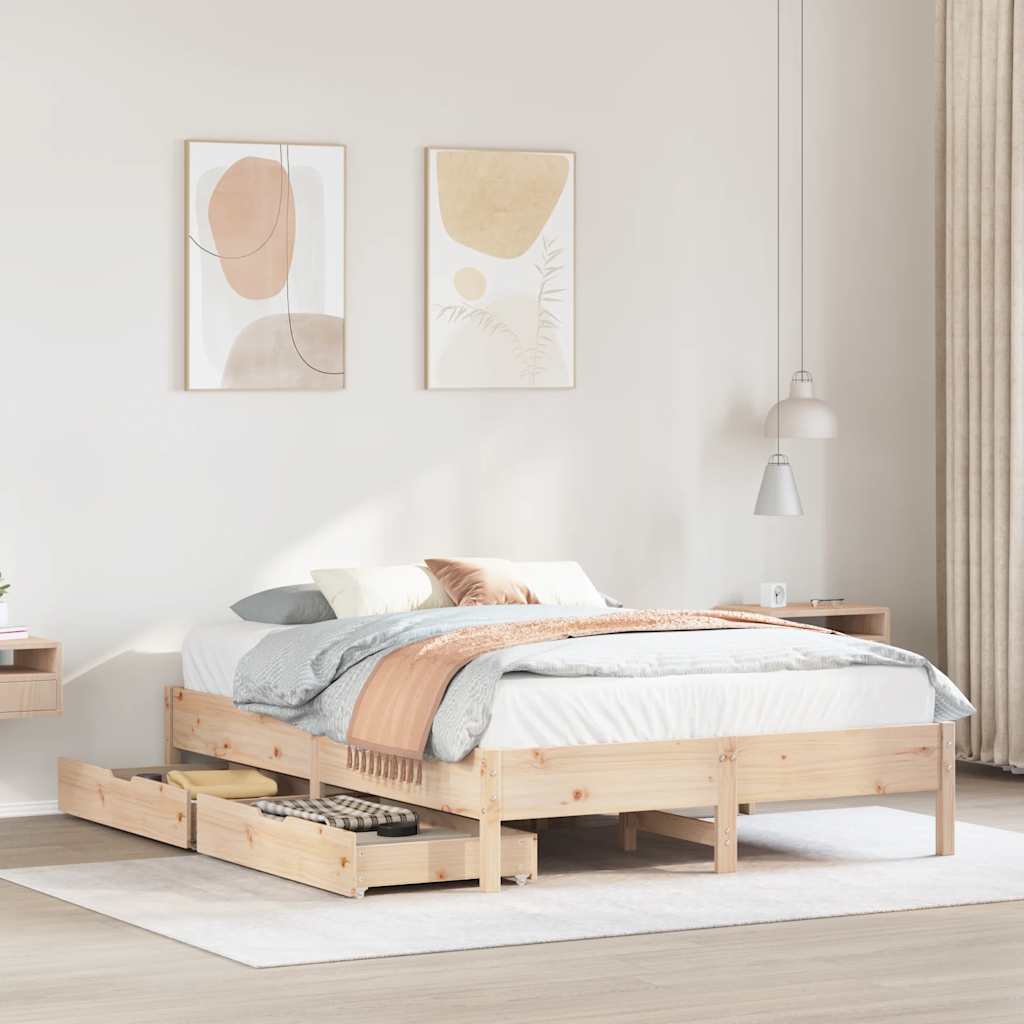 Bed Frame Without Mattress Solid Wood Pine