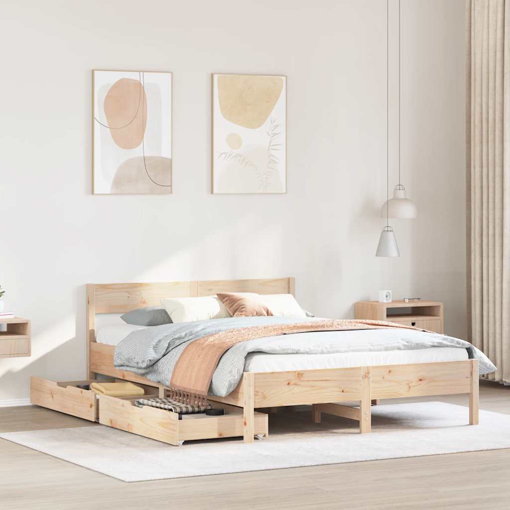 Bed Frame Without Mattress Small Double Solid Wood Pine