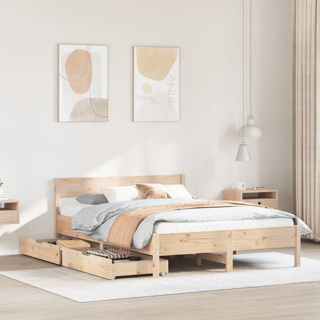 Bed Frame Without Mattress Small Double Solid Wood Pine