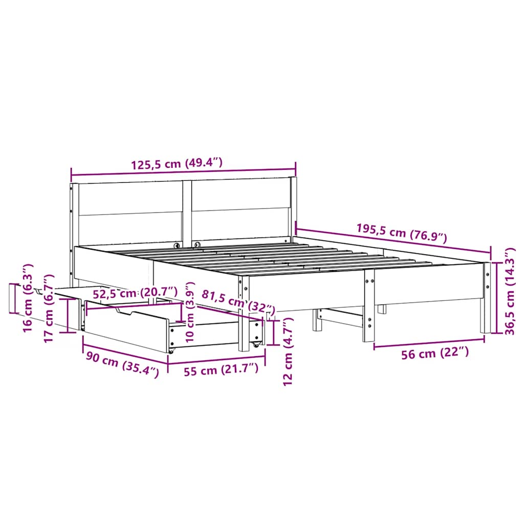 Bed Frame Without Mattress Small Double Solid Wood Pine