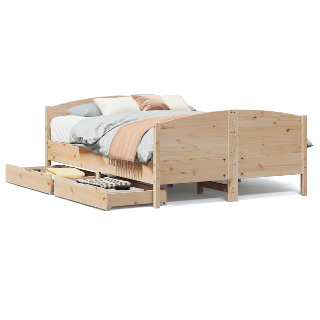 Bed Frame Without Mattress Solid Wood Pine