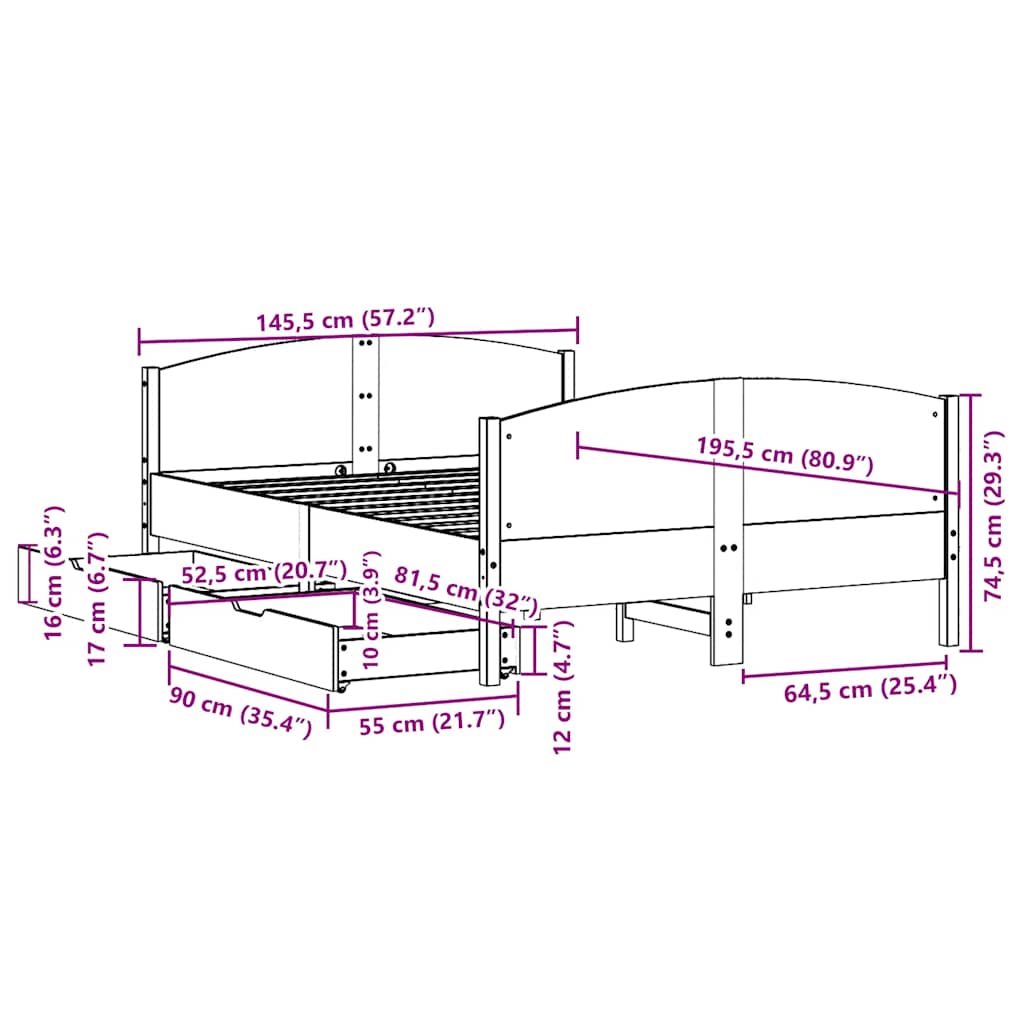Bed Frame Without Mattress Solid Wood Pine
