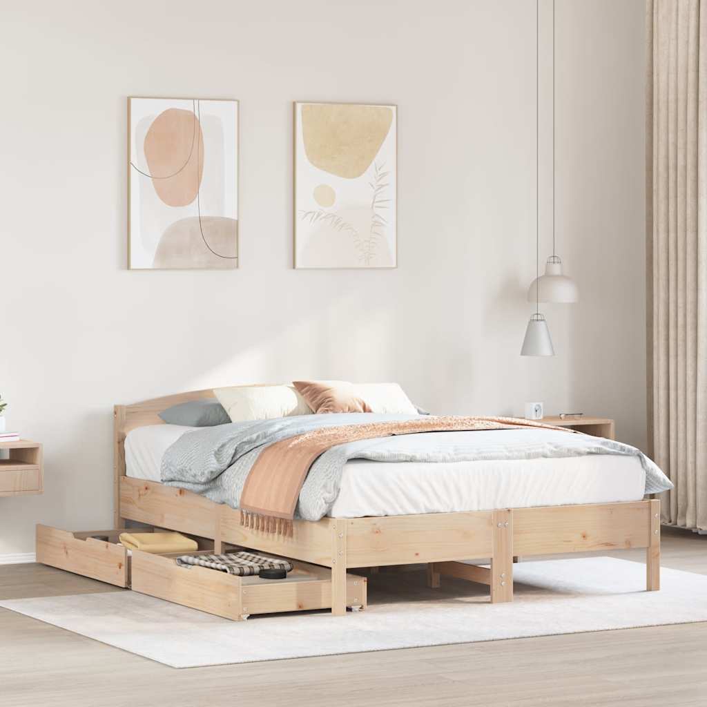 Bed Frame Without Mattress Solid Wood Pine