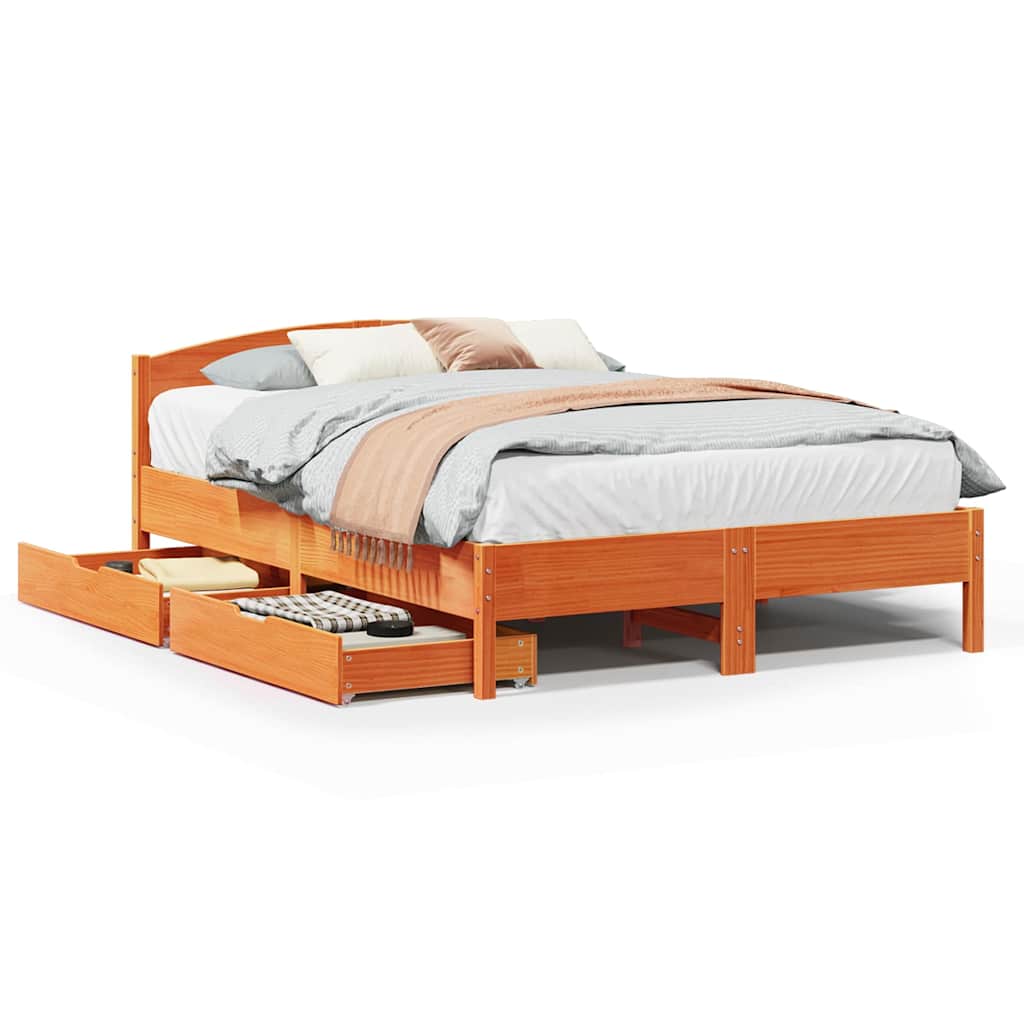 Bed Frame Without Mattress Solid Wood Pine