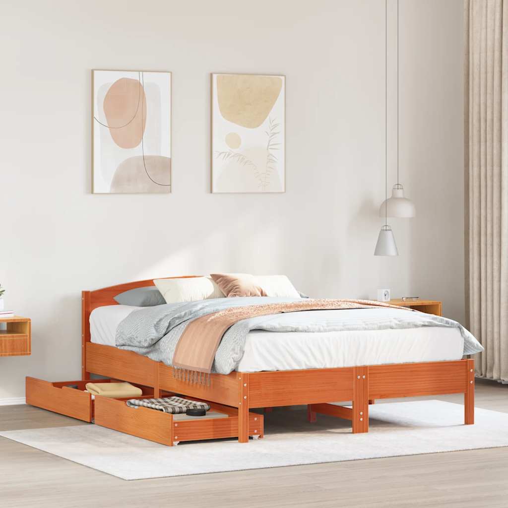 Bed Frame Without Mattress Solid Wood Pine