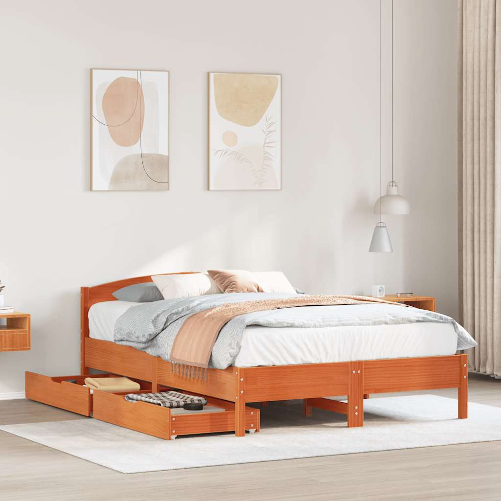 Bed Frame Without Mattress Solid Wood Pine