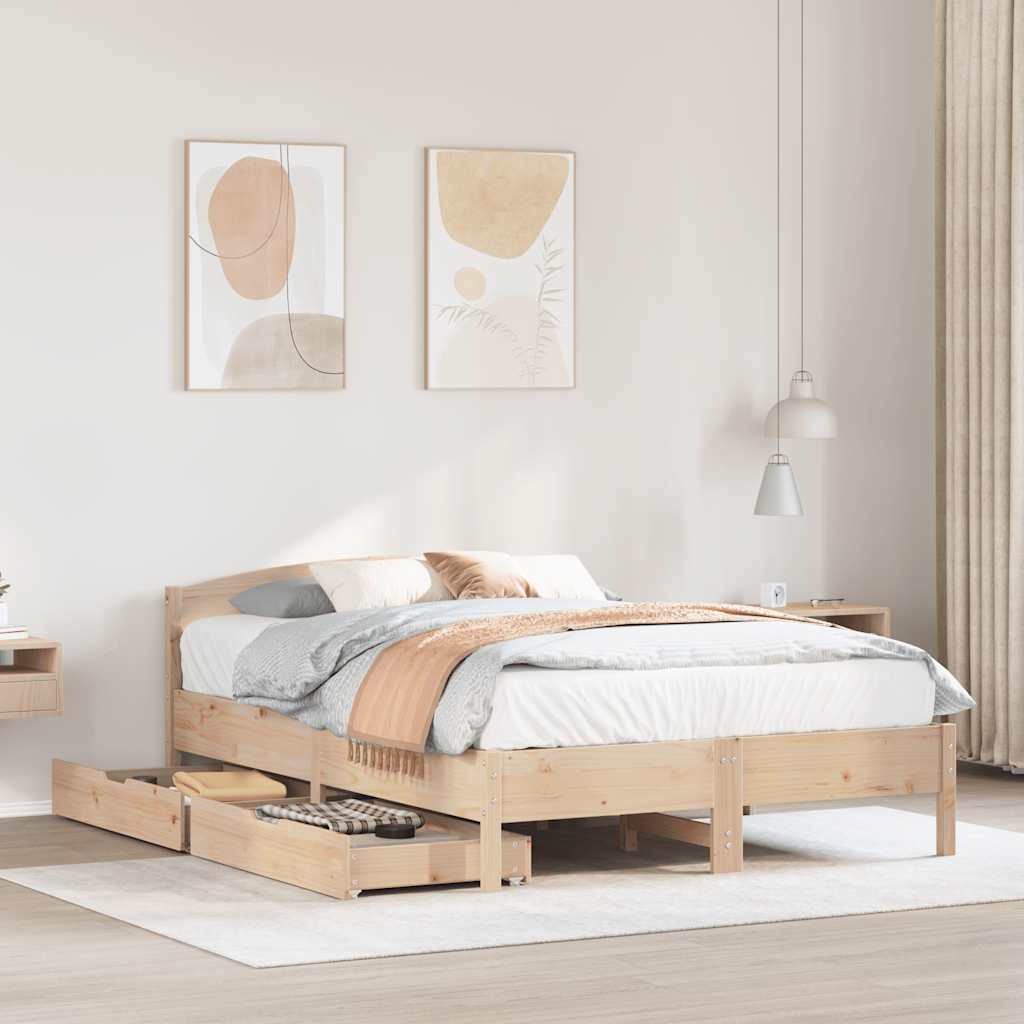 Bed Frame Without Mattress Solid Wood Pine