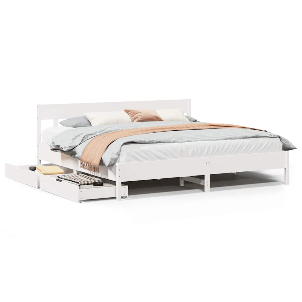 Bed Frame Without Mattress Small Single Solid Wood Pine Natural Wax Brown White