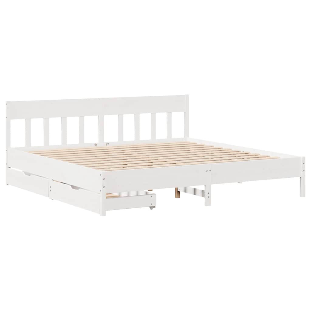 Bed Frame Without Mattress Small Single Solid Wood Pine Natural Wax Brown White