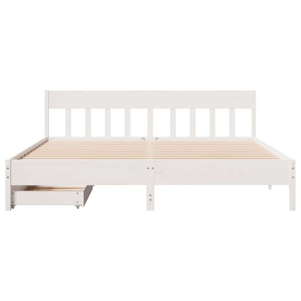 Bed Frame Without Mattress Small Single Solid Wood Pine Natural Wax Brown White