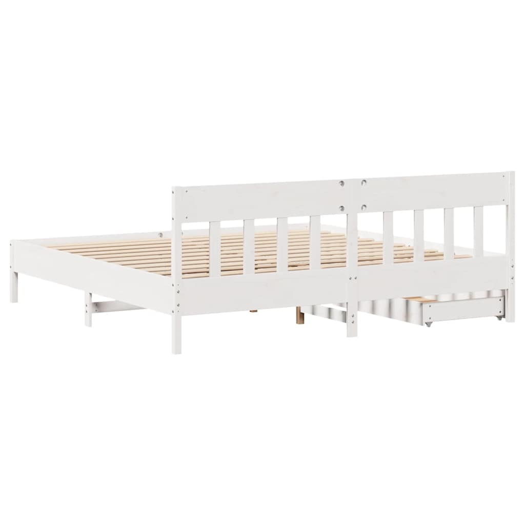 Bed Frame Without Mattress Small Single Solid Wood Pine Natural Wax Brown White