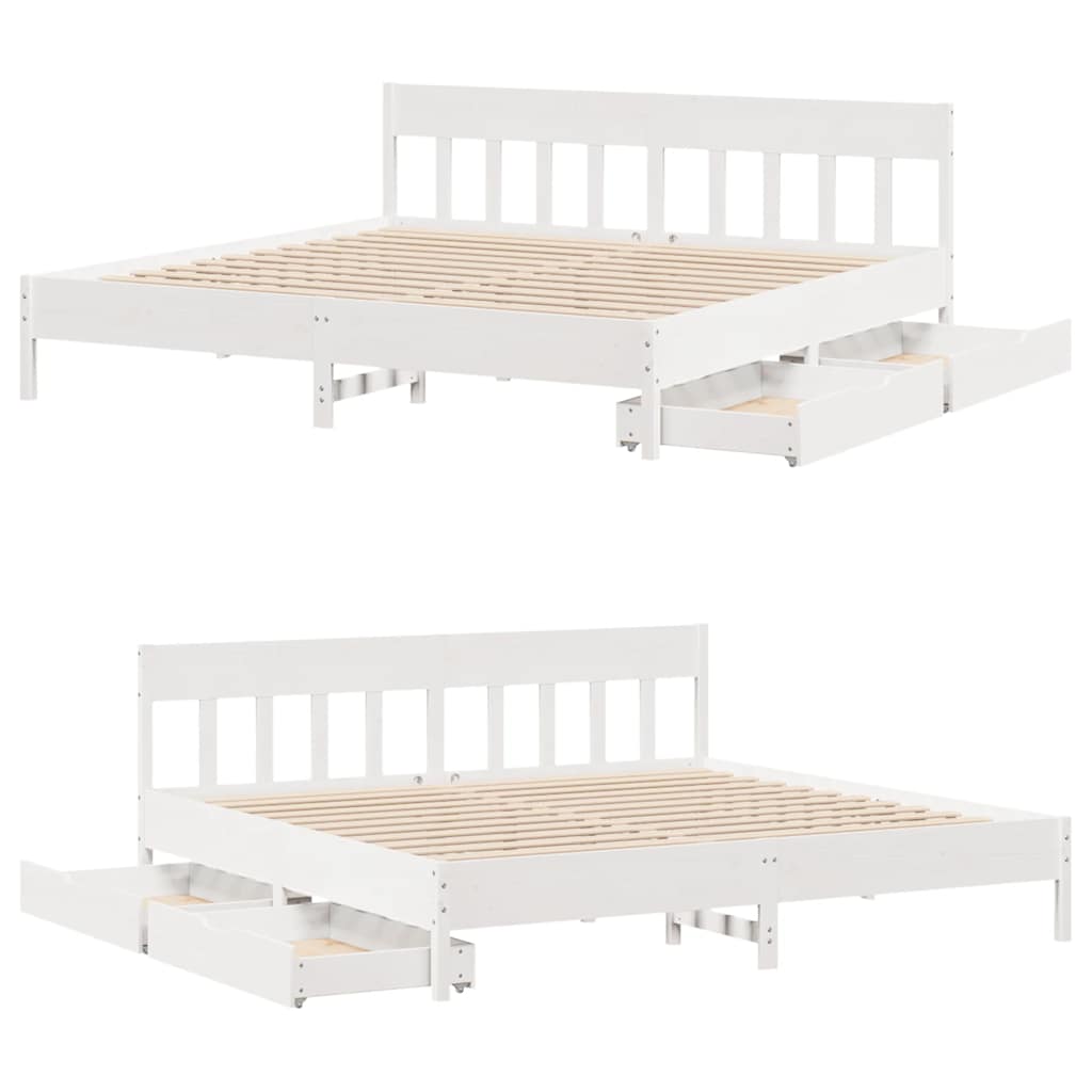 Bed Frame Without Mattress Small Single Solid Wood Pine Natural Wax Brown White