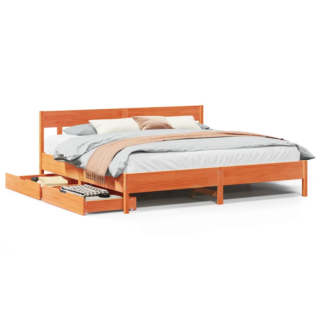 Bed Frame Without Mattress Small Single Solid Wood Pine Natural Wax Brown White