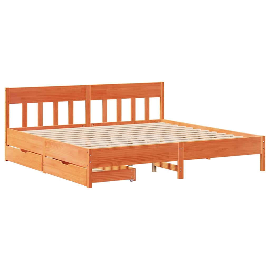 Bed Frame Without Mattress Small Single Solid Wood Pine Natural Wax Brown White